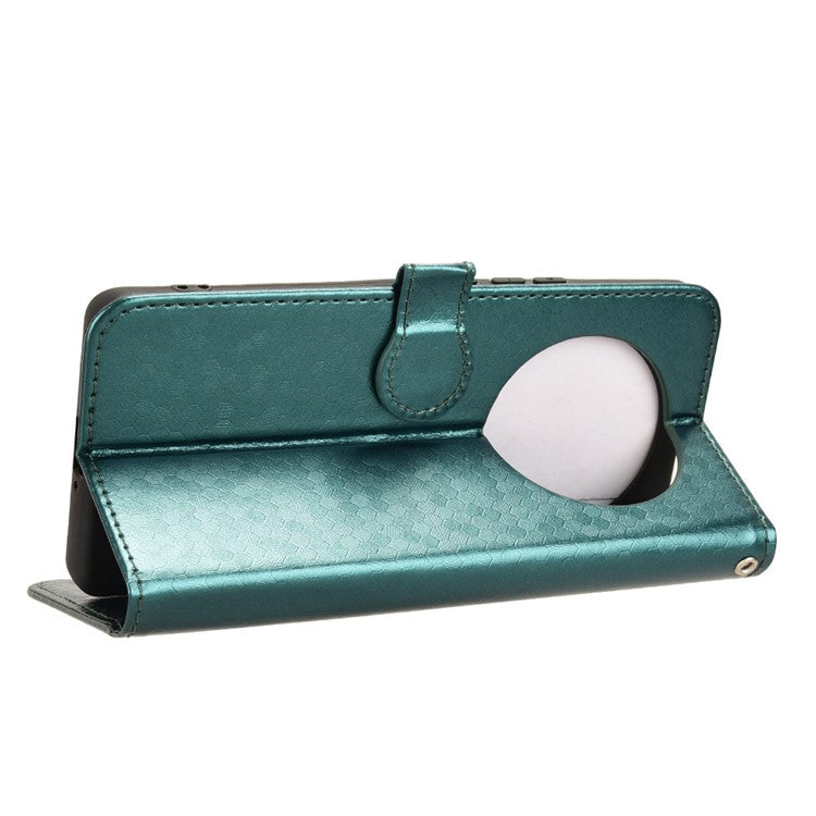 Wallet Case For Realme 14 Pro Lite 5G  /  13 Pro 5G (Global)  /   13 Pro+ 5G (Global) Dot Pattern Imprint PU Leather Phone Cover - Green