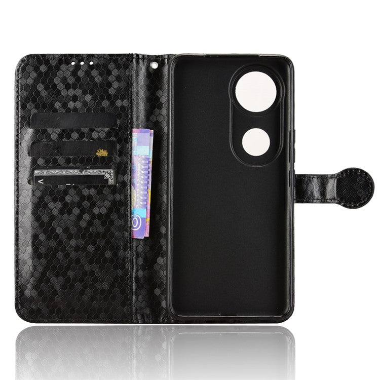 For vivo V50 5G Wallet Case Dot Pattern Imprint PU Leather Phone Cover - Black