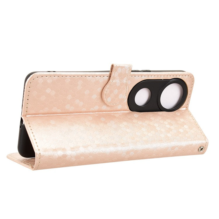 For vivo V50 5G Wallet Case Dot Pattern Imprint PU Leather Phone Cover - Rose Gold