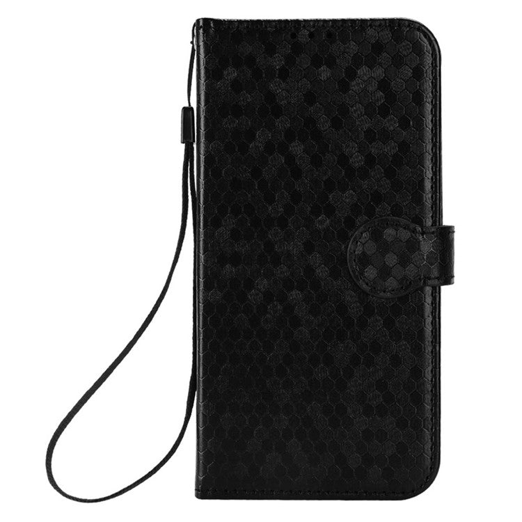 For vivo Y04 4G  /  Y29s 5G Wallet Case Dot Pattern Imprint PU Leather Phone Cover - Black