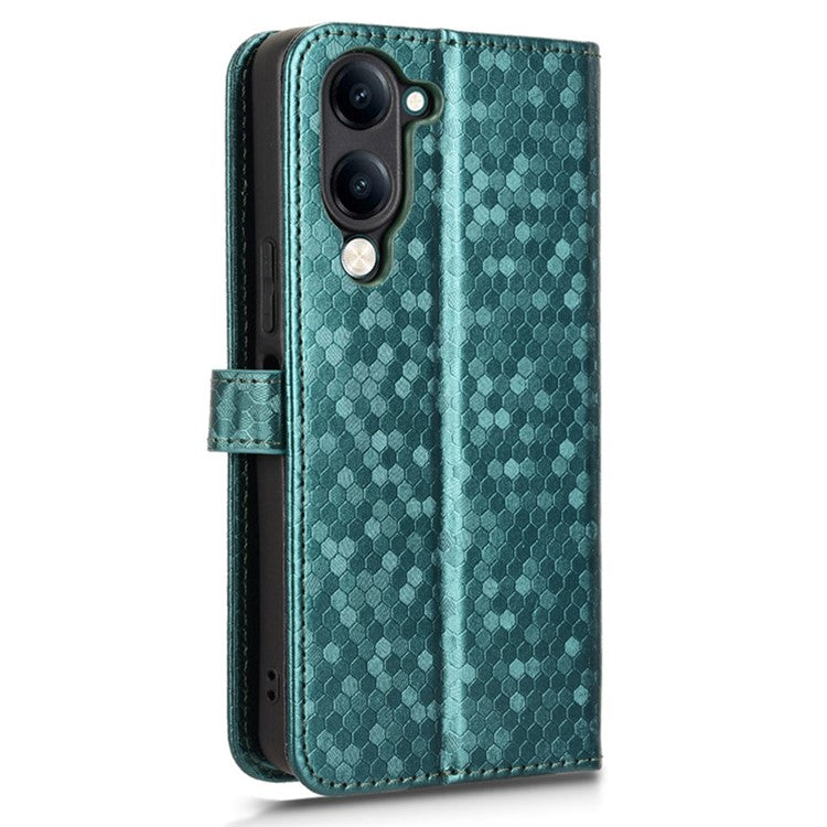 For vivo Y04 4G  /  Y29s 5G Wallet Case Dot Pattern Imprint PU Leather Phone Cover - Green
