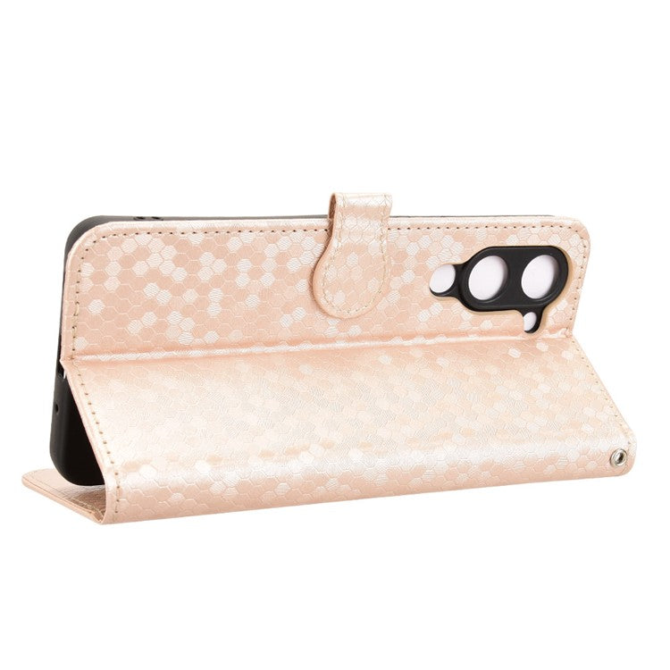 For vivo Y04 4G  /  Y29s 5G Wallet Case Dot Pattern Imprint PU Leather Phone Cover - Rose Gold