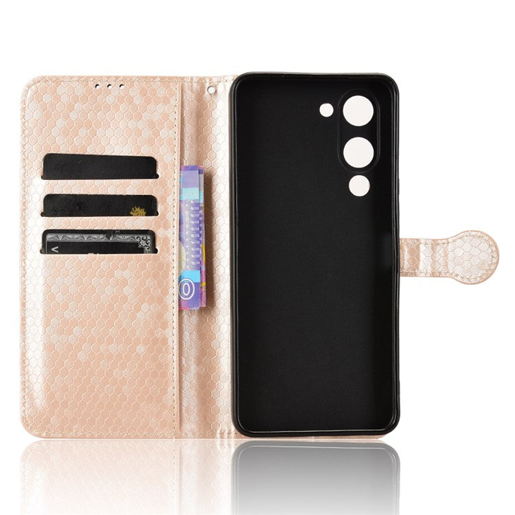 For vivo Y04 4G  /  Y29s 5G Wallet Case Dot Pattern Imprint PU Leather Phone Cover - Rose Gold