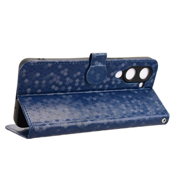 For vivo Y04 4G  /  Y29s 5G Wallet Case Dot Pattern Imprint PU Leather Phone Cover - Dark Blue
