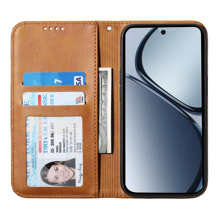 For Realme 14 Pro 5G Case Calf Texture PU Leather Phone Cover with Wallet - Yellow