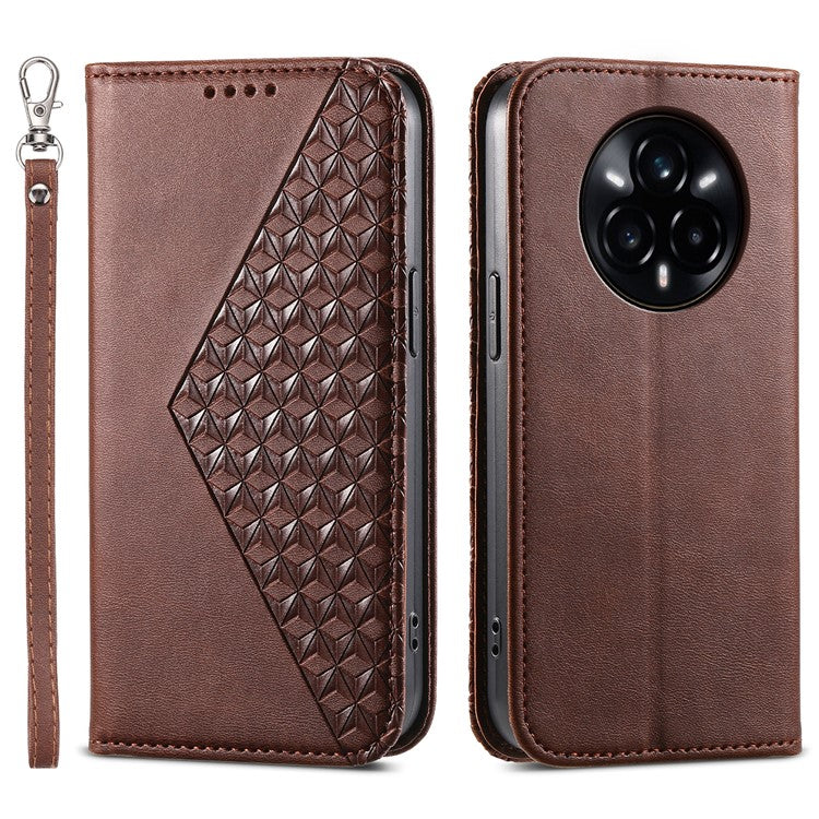 For Realme 14 Pro+ 5G Case Calf Texture PU Leather Phone Cover with Wallet - Brown