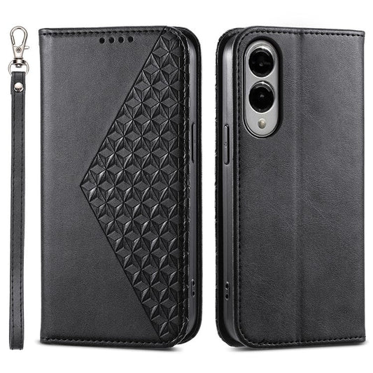 For Samsung Galaxy S25 Edge Case Calf Texture PU Leather Phone Cover with Wallet - Black