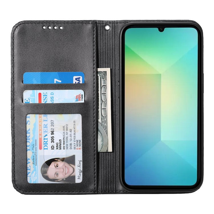 For Samsung Galaxy S25 Edge Case Calf Texture PU Leather Phone Cover with Wallet - Black