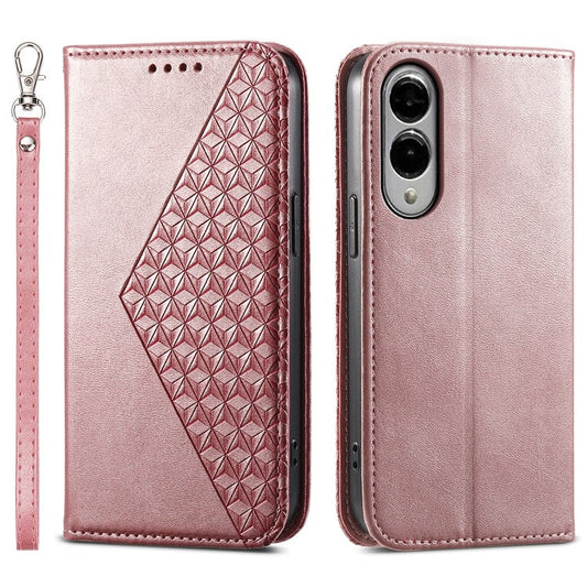 For Samsung Galaxy S25 Edge Case Calf Texture PU Leather Phone Cover with Wallet - Rose Gold