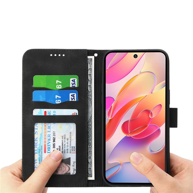 DIERFENG DF-03 For Realme 14 Pro 5G Leather Case Lines Imprint Wallet Phone Cover - Black
