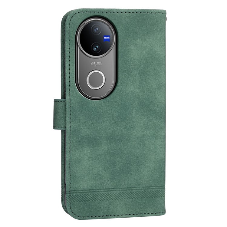 DIERFENG DF-03 For vivo V50 5G Leather Case Lines Imprint Wallet Phone Cover - Green