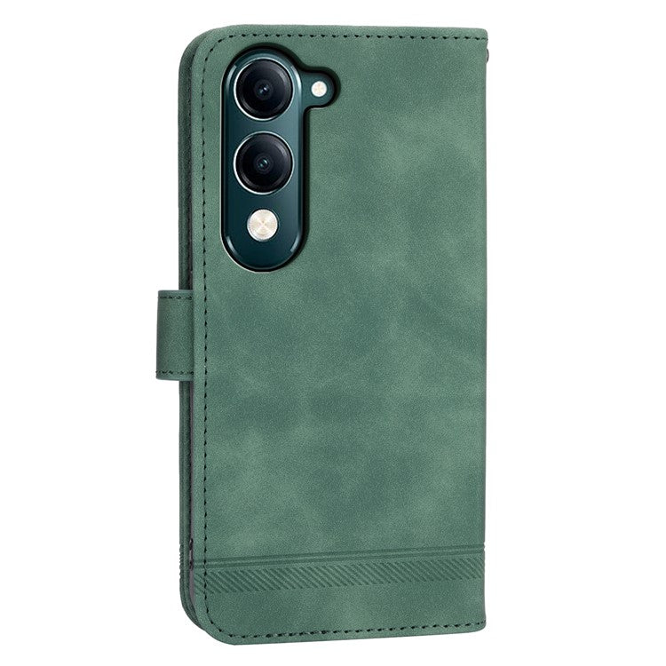 DIERFENG DF-03 For vivo Y04 4G  /  Y29s 5G Leather Case Lines Imprint Wallet Phone Cover - Green