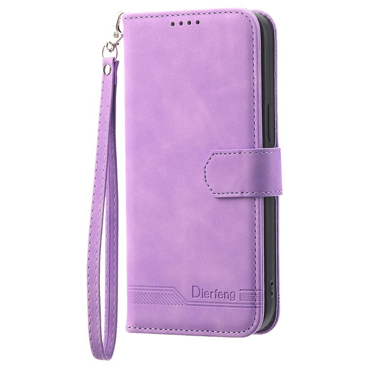 DIERFENG DF-03 For vivo Y04 4G  /  Y29s 5G Leather Case Lines Imprint Wallet Phone Cover - Purple