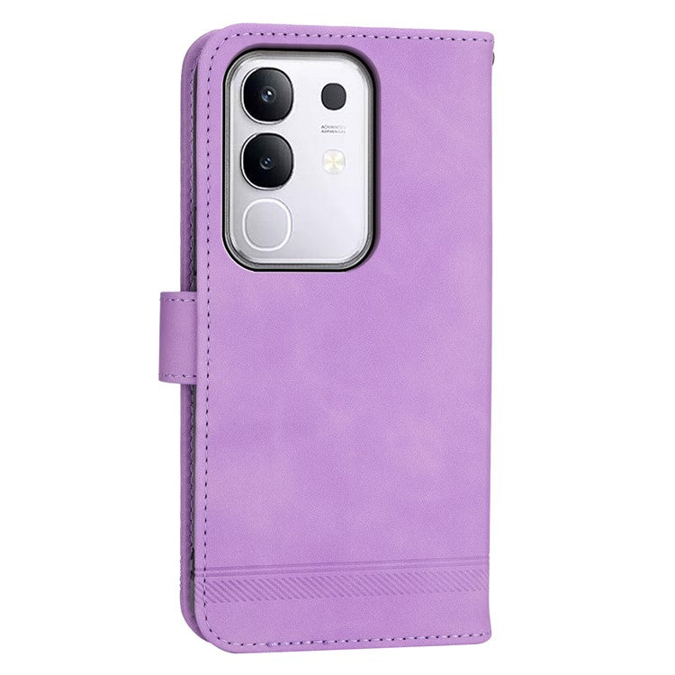 DIERFENG DF-03 For vivo Y29 4G Leather Case Lines Imprint Wallet Phone Cover - Purple