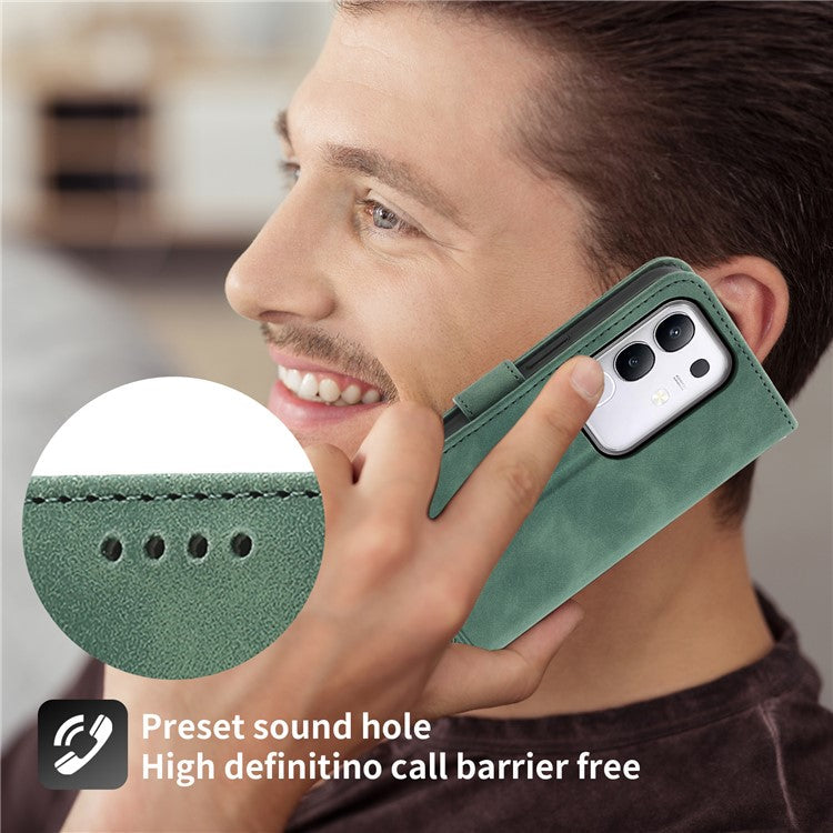 DIERFENG DF-03 For vivo Y29 4G Leather Case Lines Imprint Wallet Phone Cover - Green