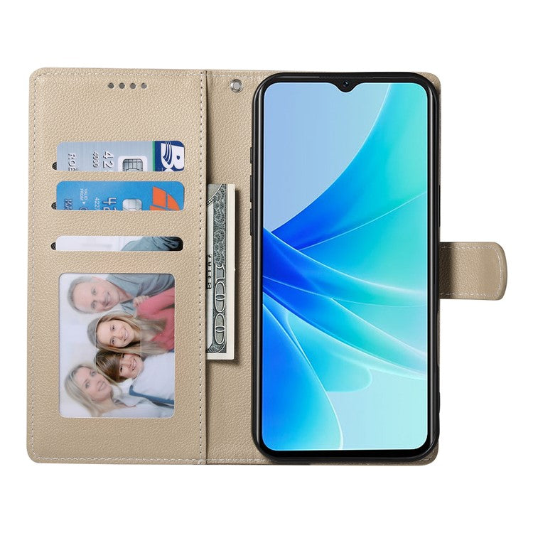 For vivo Y04 4G  /  Y29s 5G Stand Case Litchi Texture Leather Wallet Phone Cover Magnetic Snap - Apricot