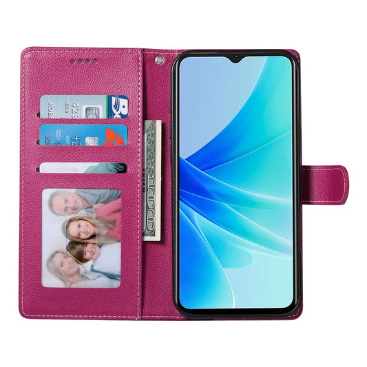 For vivo Y04 4G  /  Y29s 5G Stand Case Litchi Texture Leather Wallet Phone Cover Magnetic Snap - Rose