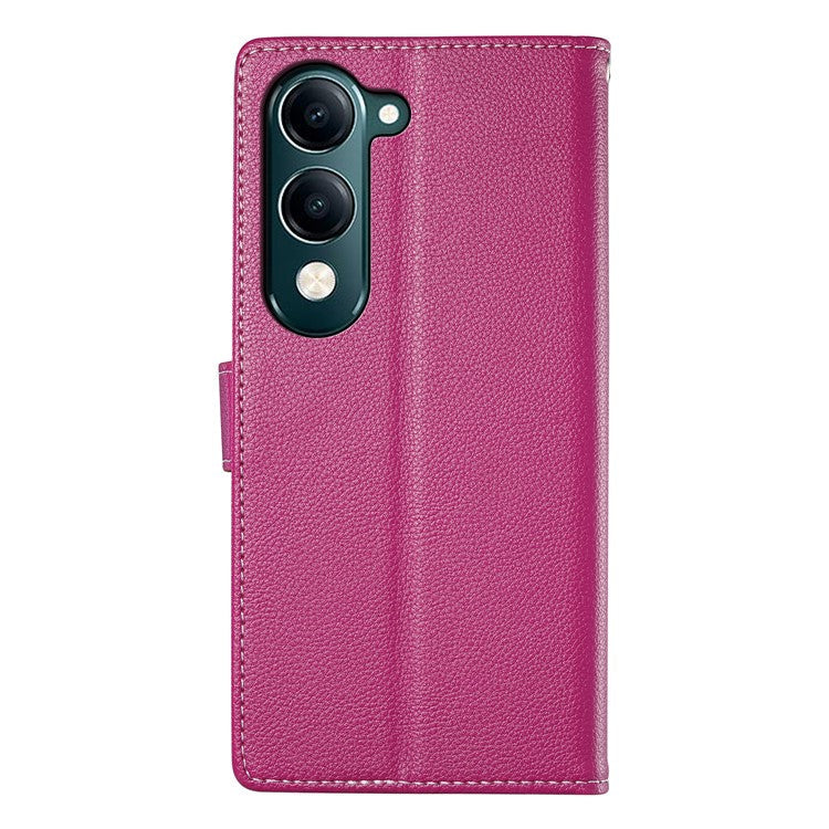 For vivo Y04 4G  /  Y29s 5G Stand Case Litchi Texture Leather Wallet Phone Cover Magnetic Snap - Rose