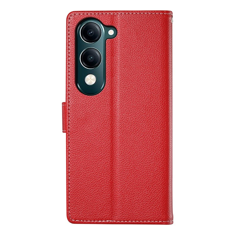 For vivo Y04 4G  /  Y29s 5G Stand Case Litchi Texture Leather Wallet Phone Cover Magnetic Snap - Red