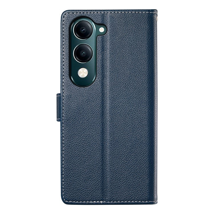 For vivo Y04 4G  /  Y29s 5G Stand Case Litchi Texture Leather Wallet Phone Cover Magnetic Snap - Dark Blue