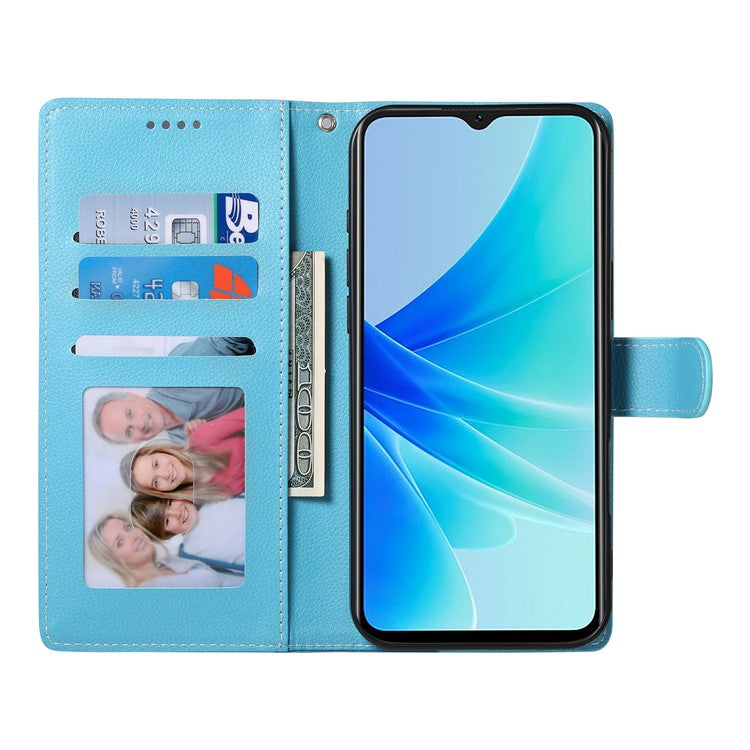 For vivo Y04 4G  /  Y29s 5G Stand Case Litchi Texture Leather Wallet Phone Cover Magnetic Snap - Sky Blue