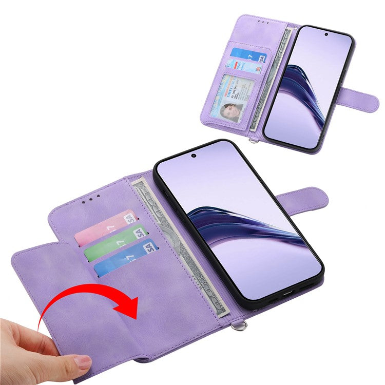 For Realme 14 Pro 5G Case Flower Pattern PU Leather Wallet Phone Cover with Strap - Light Purple