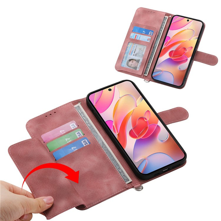 For Samsung Galaxy S25 Edge Case Flower Pattern PU Leather Wallet Phone Cover with Strap - Pink