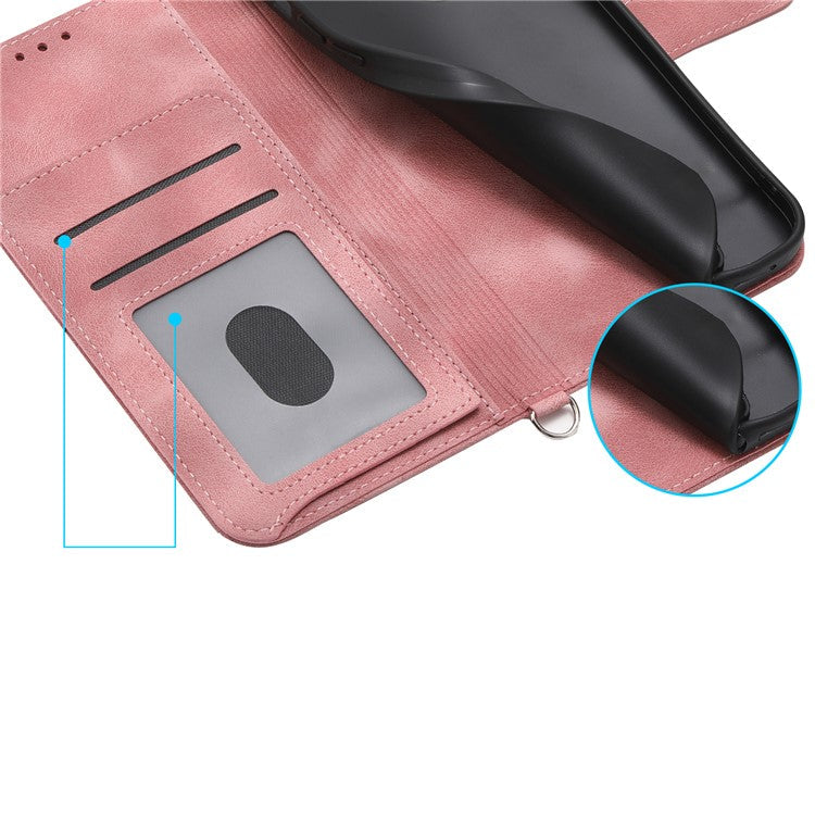 For Samsung Galaxy S25 Edge Case Flower Pattern PU Leather Wallet Phone Cover with Strap - Pink