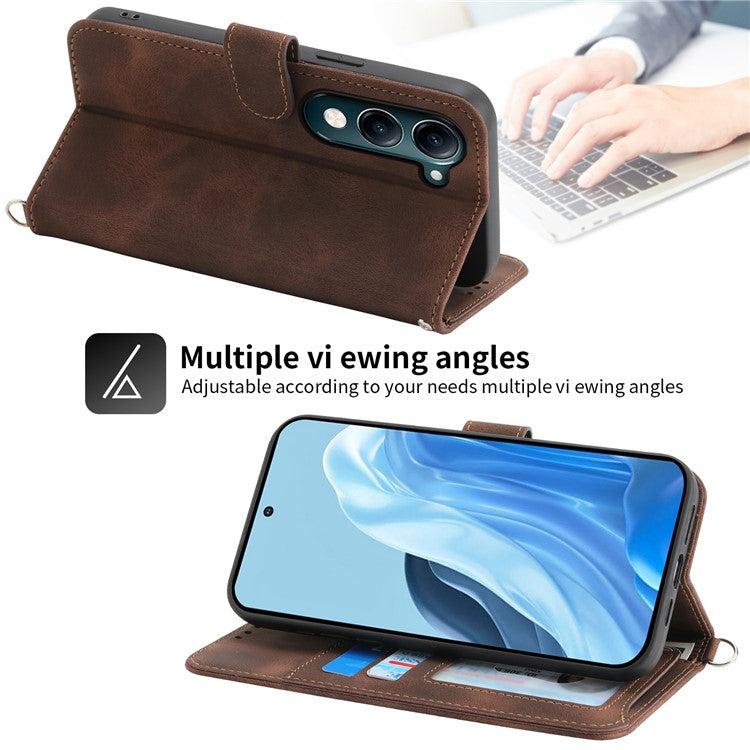 For vivo Y04 4G  /  Y29s 5G Case Flower Pattern PU Leather Wallet Phone Cover with Strap - Brown