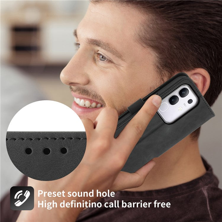 For vivo Y29 4G Case Flower Pattern PU Leather Wallet Phone Cover with Strap - Black