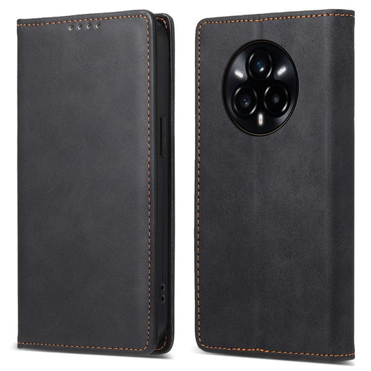 For Realme 14 Pro+ 5G Wallet Case RFID Blocking PU Leather Phone Cover - Black
