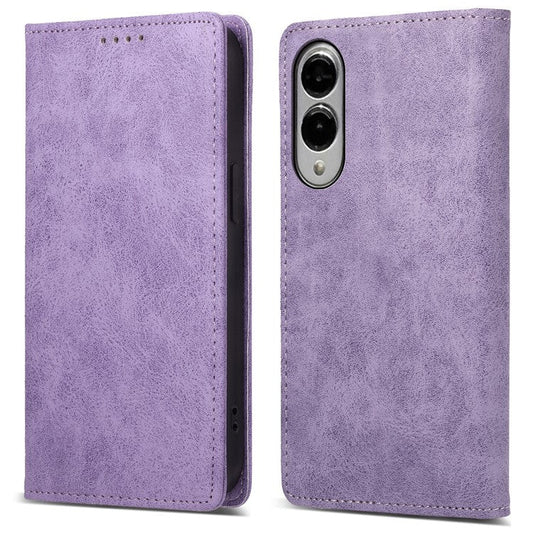 For Samsung Galaxy S25 Edge Wallet Case RFID Blocking PU Leather Phone Cover - Purple