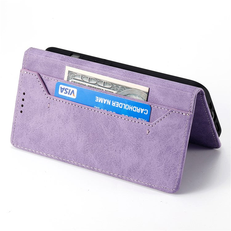 For Samsung Galaxy S25 Edge Wallet Case RFID Blocking PU Leather Phone Cover - Purple