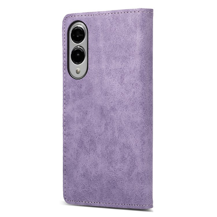 For Samsung Galaxy S25 Edge Wallet Case RFID Blocking PU Leather Phone Cover - Purple