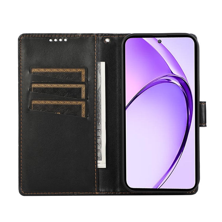 DF-06 For Realme 14 Pro 5G Phone Case Line Imprint Leather Wallet Cover - Black