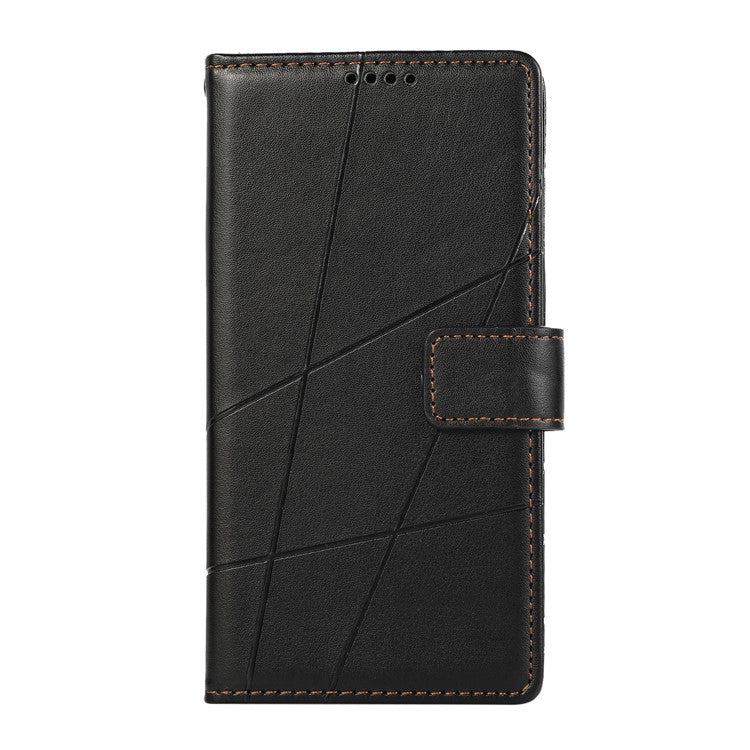 DF-06 For Realme 14 Pro 5G Phone Case Line Imprint Leather Wallet Cover - Black