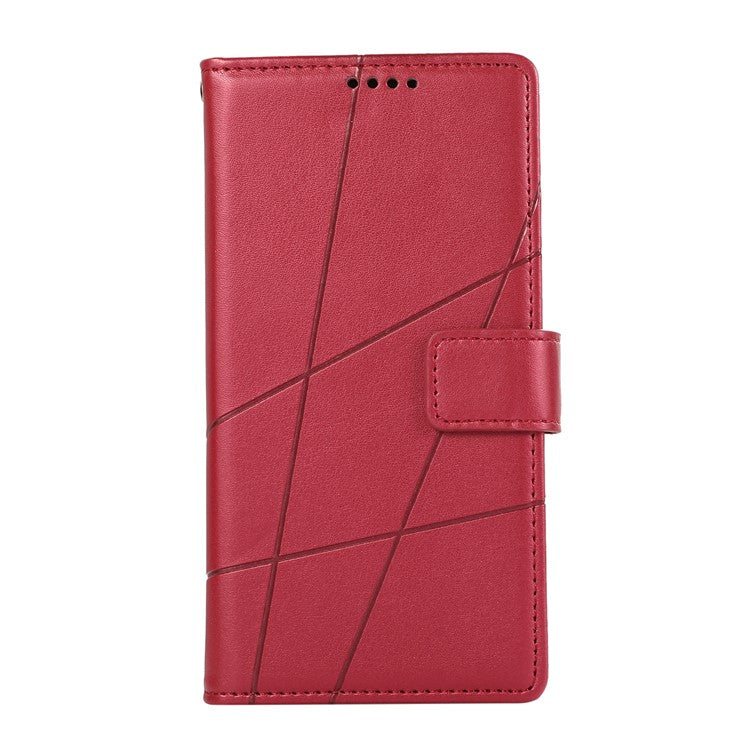 DF-06 For Realme 14 Pro 5G Phone Case Line Imprint Leather Wallet Cover - Red