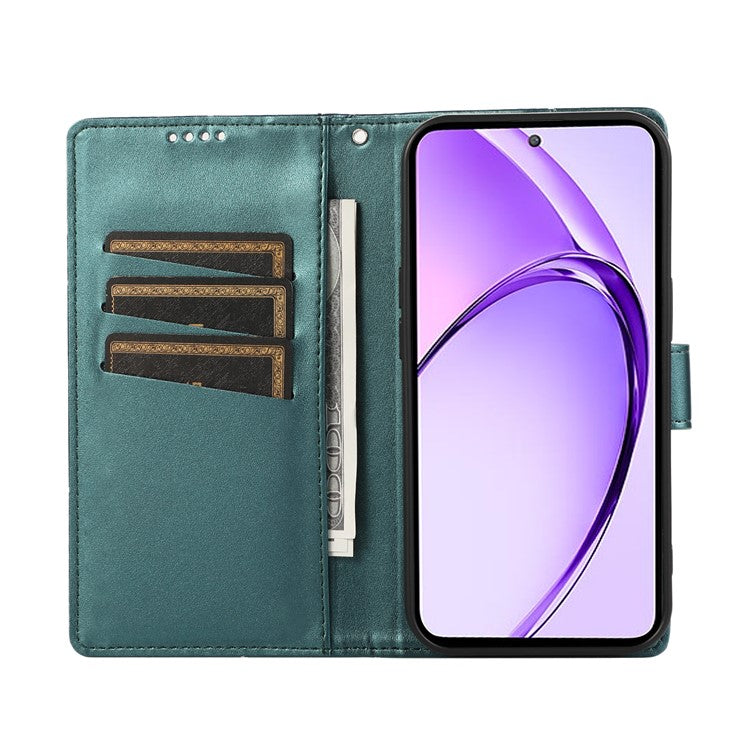 DF-06 For Realme 14 Pro 5G Phone Case Line Imprint Leather Wallet Cover - Green