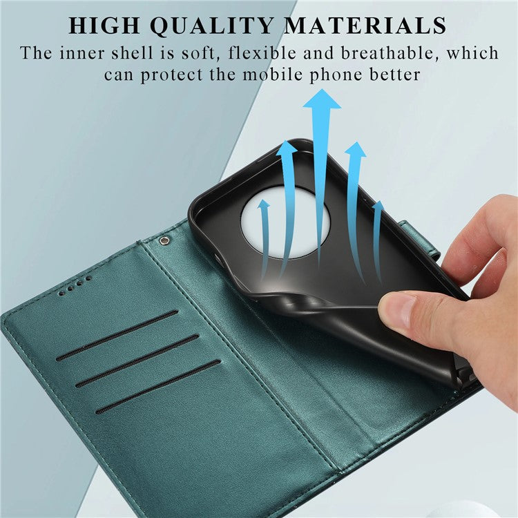 DF-06 For Realme 14 Pro 5G Phone Case Line Imprint Leather Wallet Cover - Green
