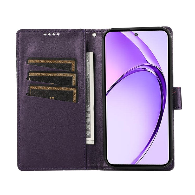 DF-06 For Realme 14 Pro+ 5G Phone Case Line Imprint Leather Wallet Cover - Purple