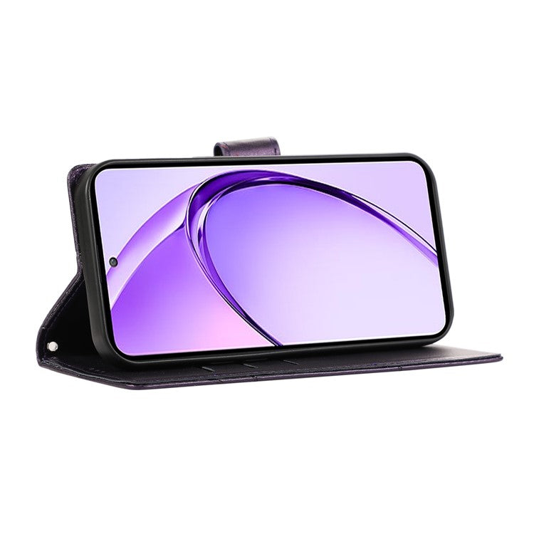DF-06 For Realme 14 Pro+ 5G Phone Case Line Imprint Leather Wallet Cover - Purple