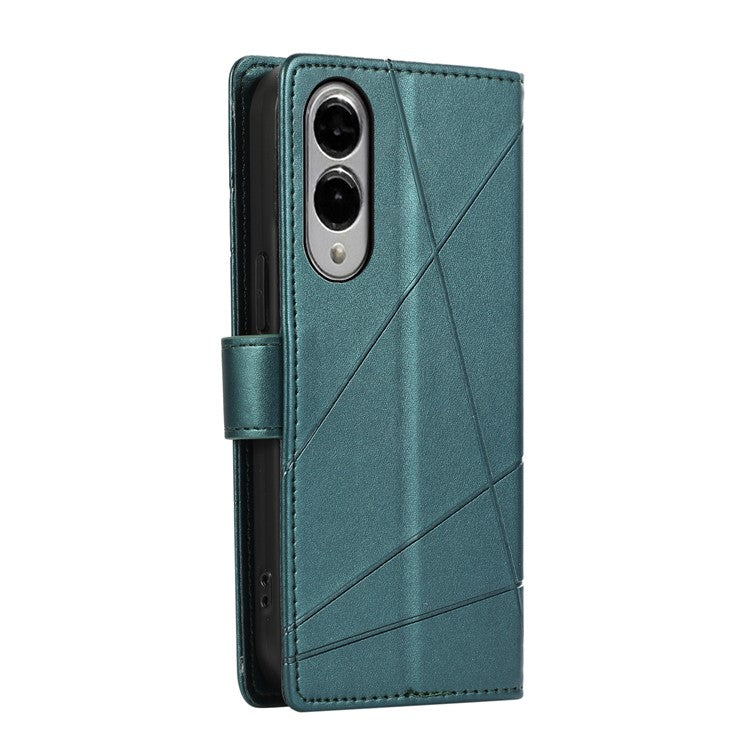 DF-06 For Samsung Galaxy S25 Edge Phone Case Line Imprint Leather Wallet Cover - Green