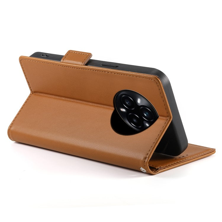 For Realme 14 Pro+ 5G Stand Case PU Leather Wallet Phone Cover - Brown