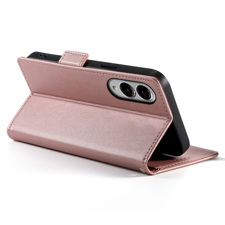 For Samsung Galaxy S25 Edge Stand Case PU Leather Wallet Phone Cover - Rose Gold