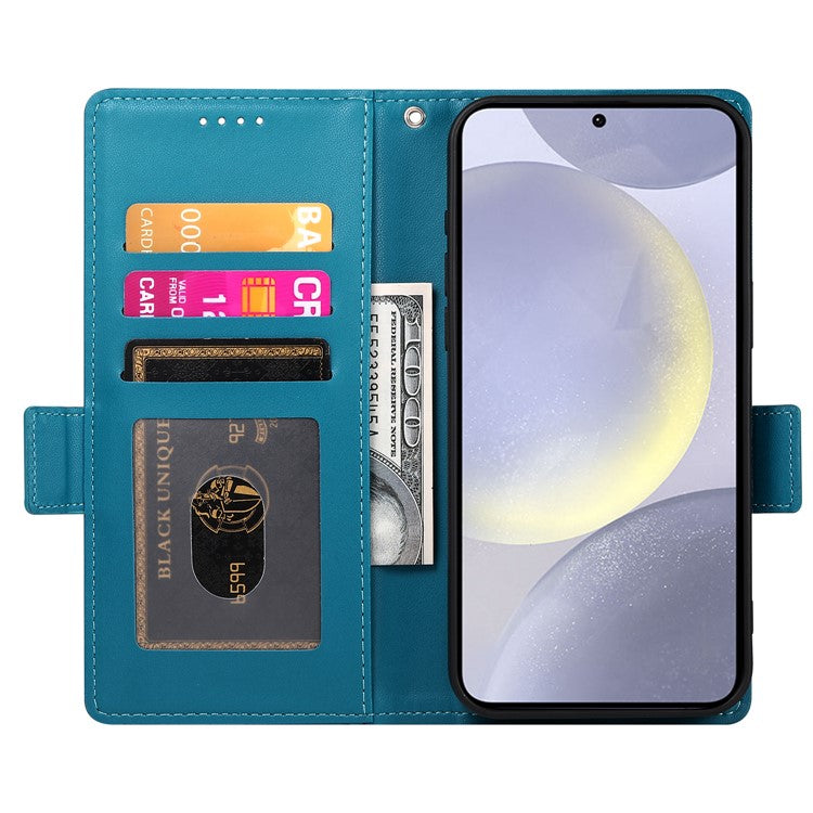 For Samsung Galaxy S25 Edge Stand Case PU Leather Wallet Phone Cover - Blue