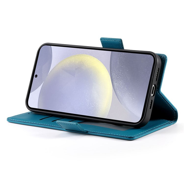 For Samsung Galaxy S25 Edge Stand Case PU Leather Wallet Phone Cover - Blue