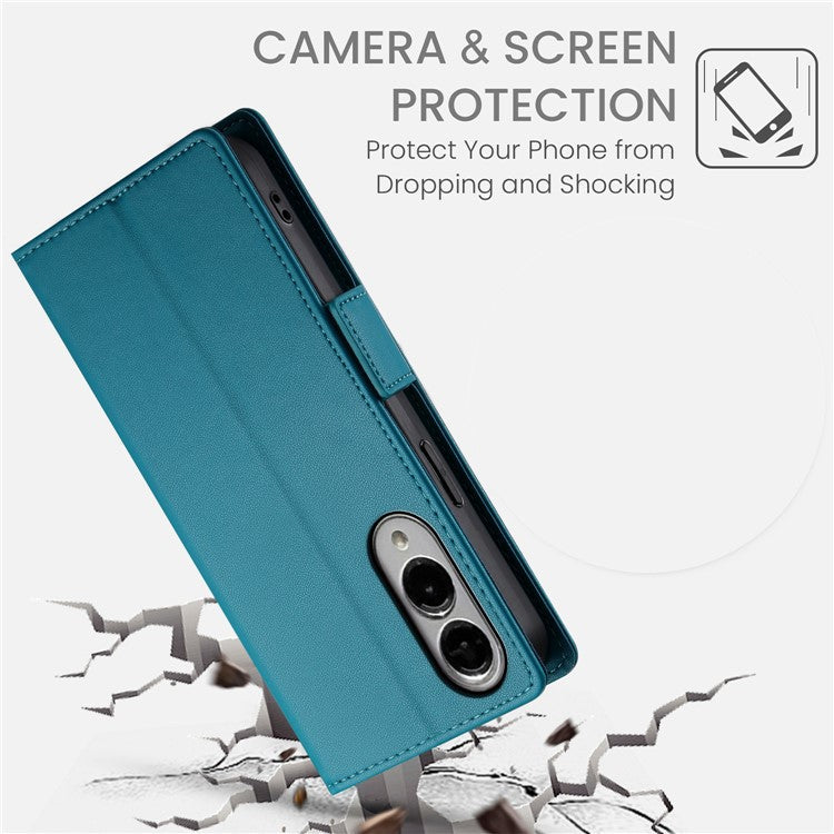For Samsung Galaxy S25 Edge Stand Case PU Leather Wallet Phone Cover - Blue
