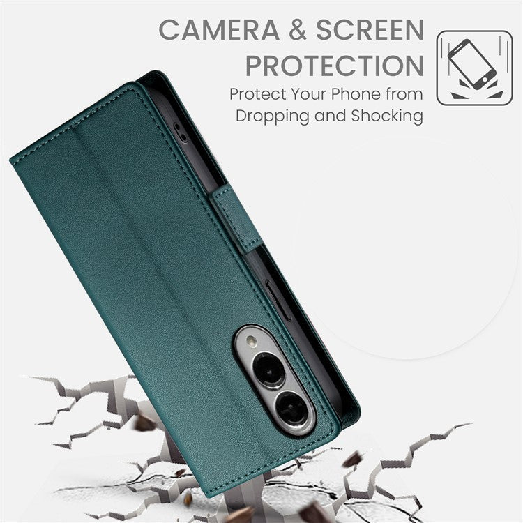 For Samsung Galaxy S25 Edge Stand Case PU Leather Wallet Phone Cover - Blackish Green