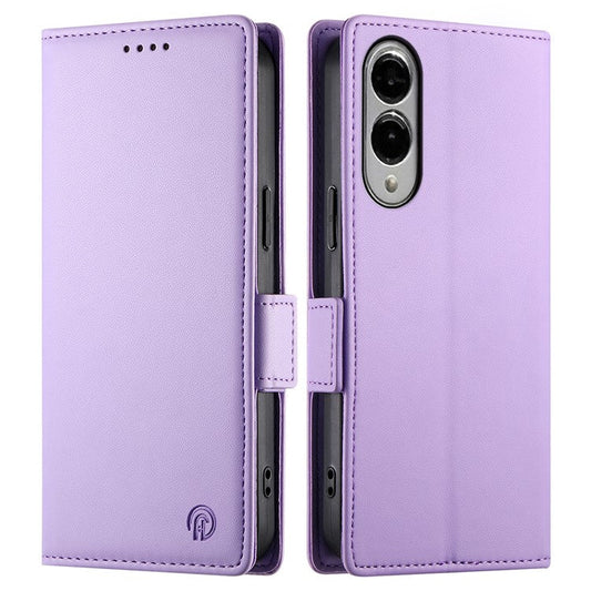For Samsung Galaxy S25 Edge Stand Case PU Leather Wallet Phone Cover - Purple