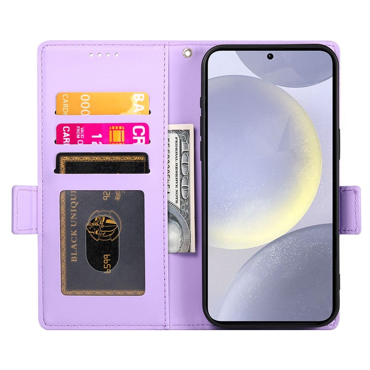 For Samsung Galaxy S25 Edge Stand Case PU Leather Wallet Phone Cover - Purple